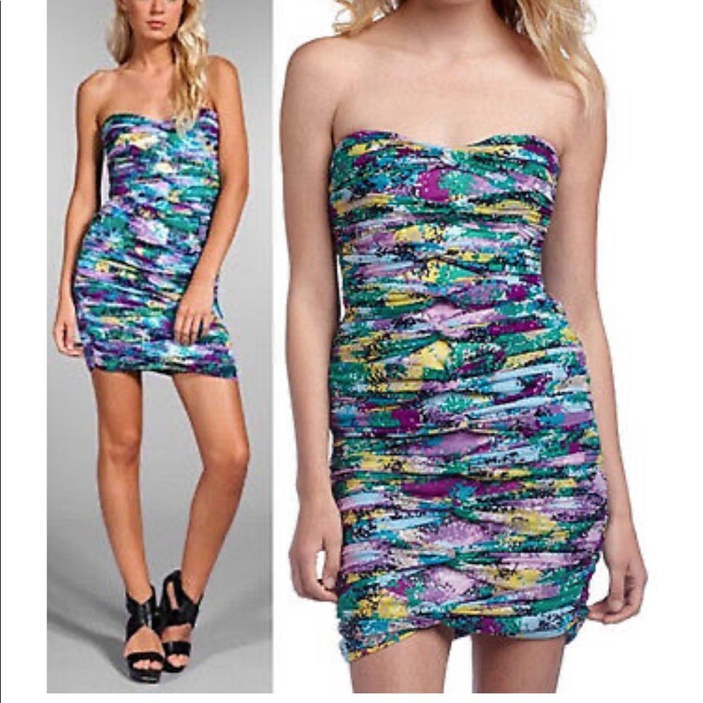 Bcbg Floral Ruched Dress- Worn Once